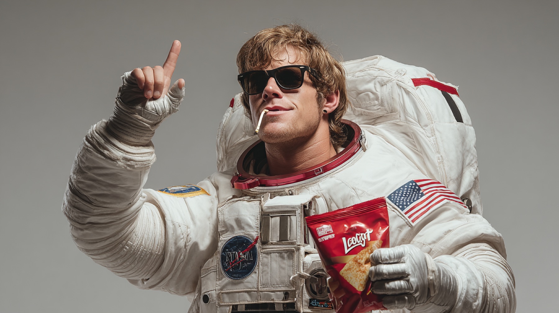 AI astronaut snack portrait