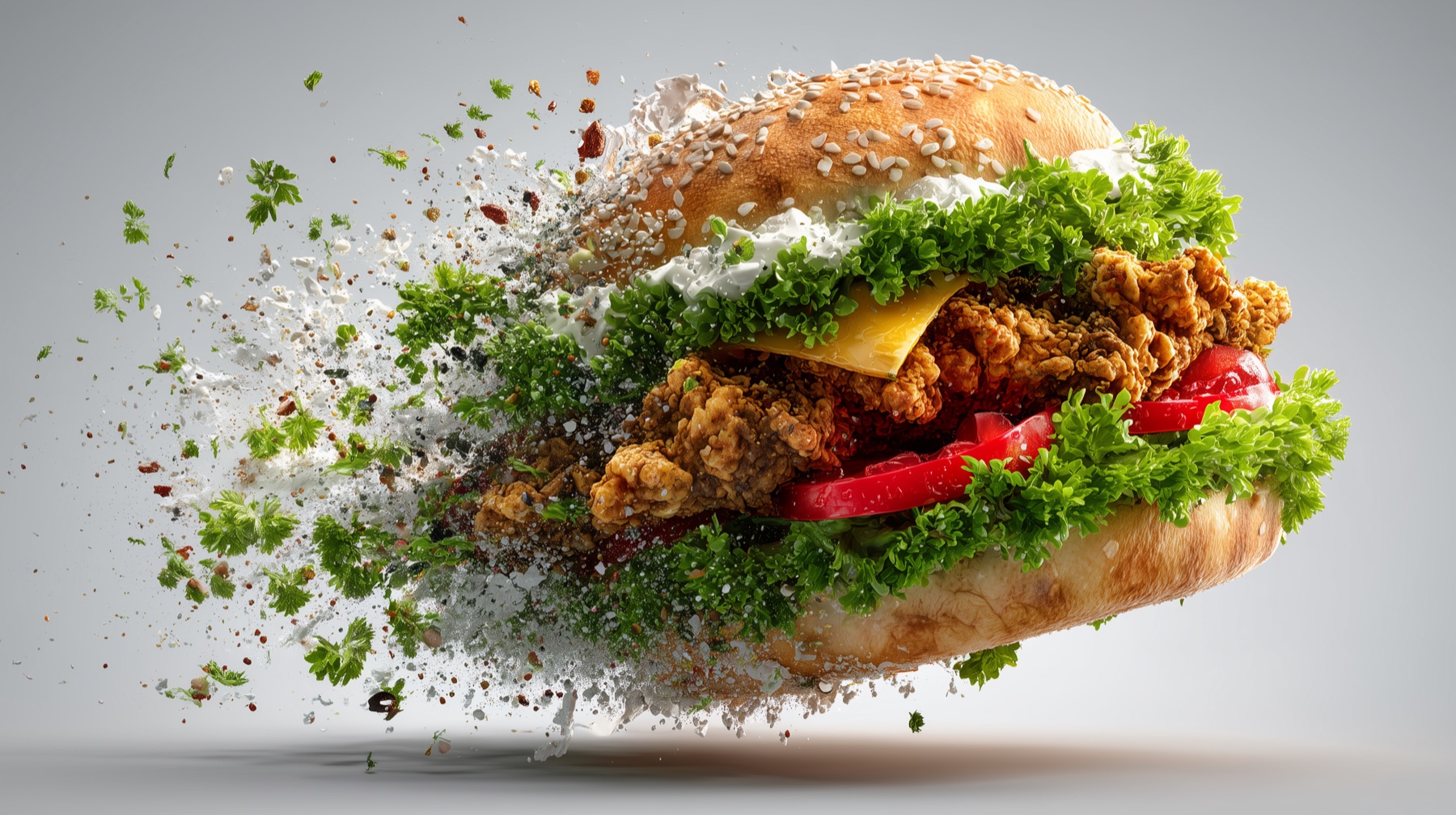 AI flying sandwich product visual